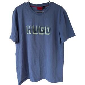 HUGO Hugo Boss Men's XL Blue Logo Graphic T-Shirt Premium Cotton Streetwear Tee